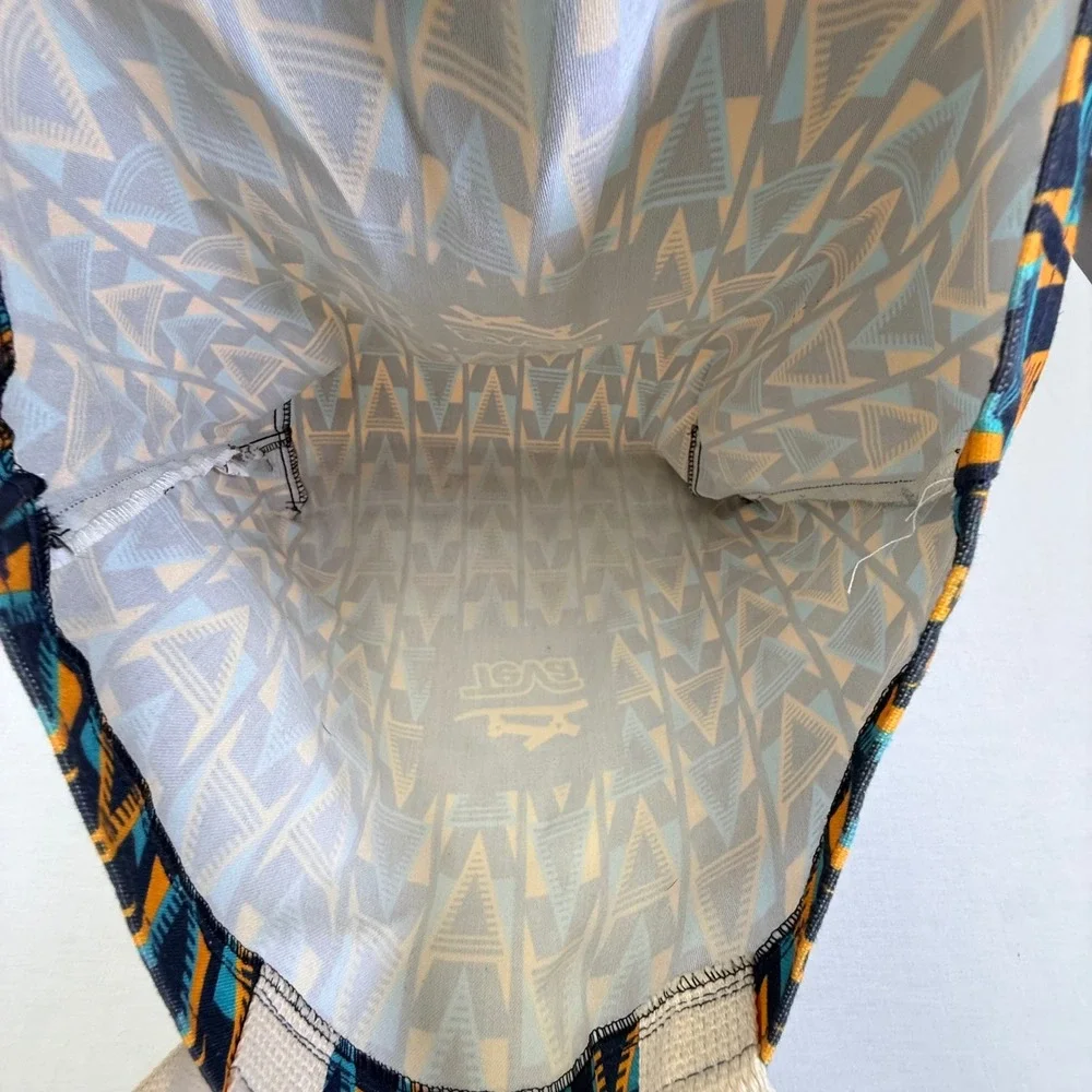 Teva Canvas Tote Bag‎ Geometric Triangle Pattern Navy Orange Teal Shopper
